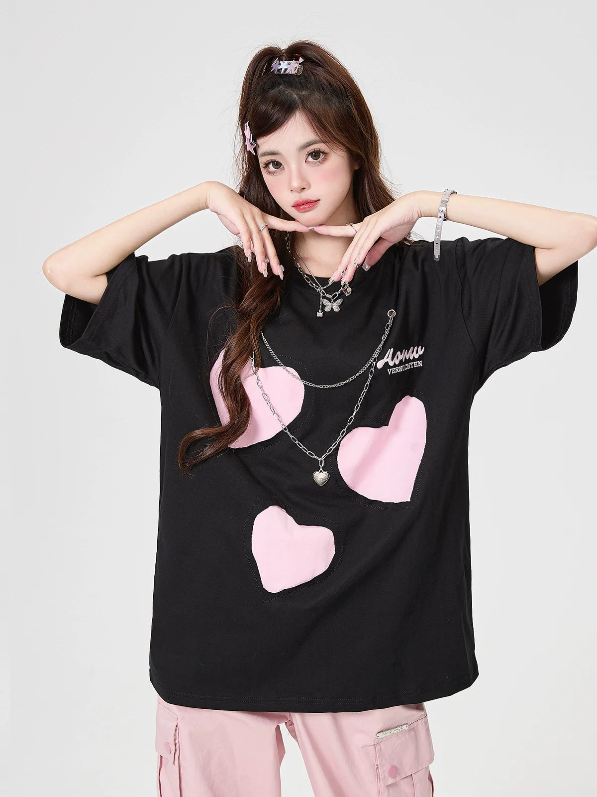 Oversize T-Shirt Loose Chain Love