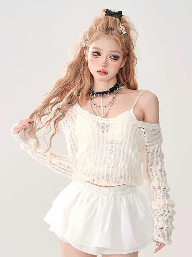 Top Off-the-shoulder Pure Sheer