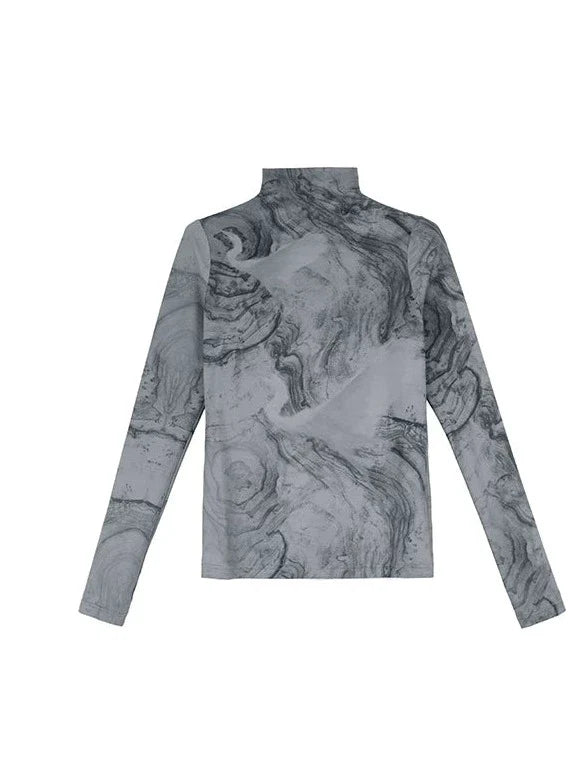 Col haut, dessus en marbre foncé, coupe slim
