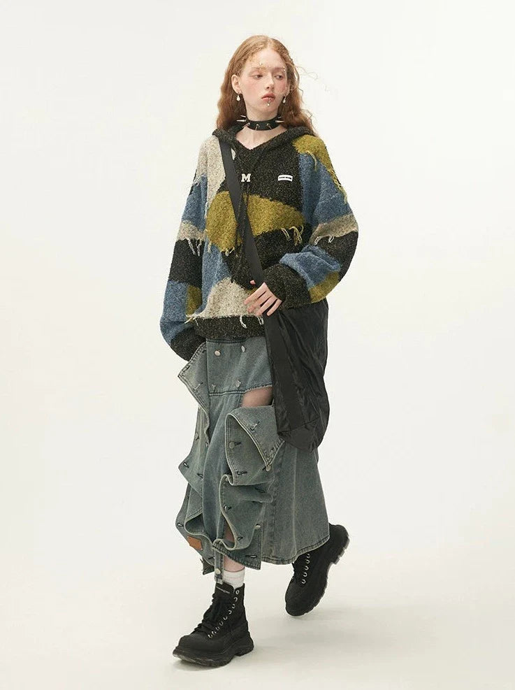 Kapuzenpullover in Retro-Block-Optik