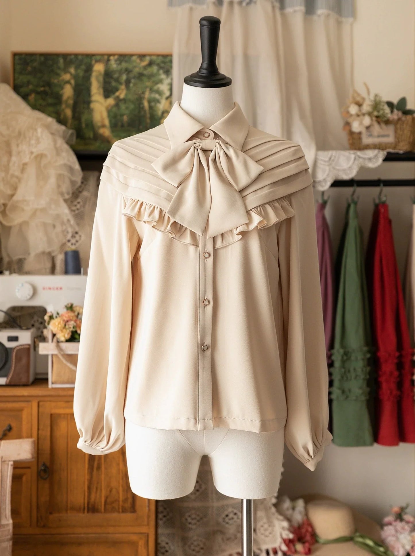 Retro Elegante Bluse Klassisches Band