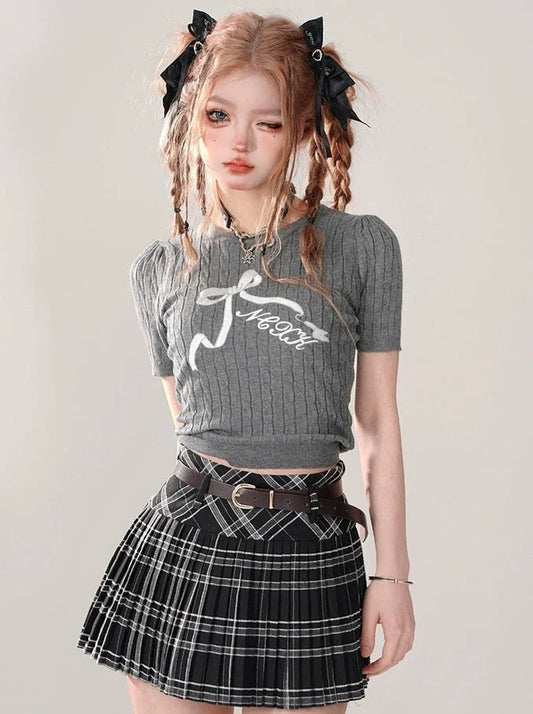 Girly Bow Short Top Tight