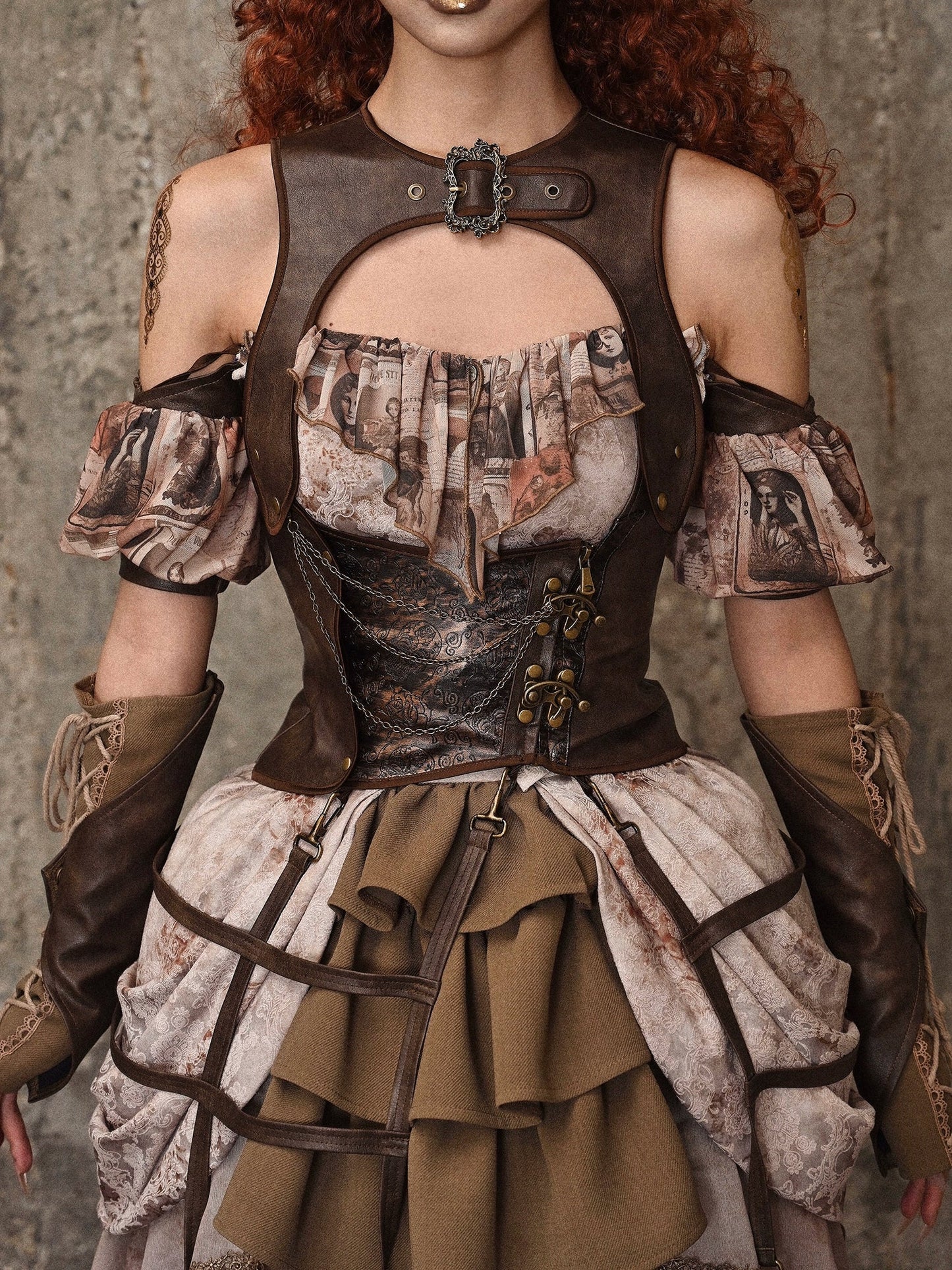 Gilet d'oiseau rétro en cuir style steampunk