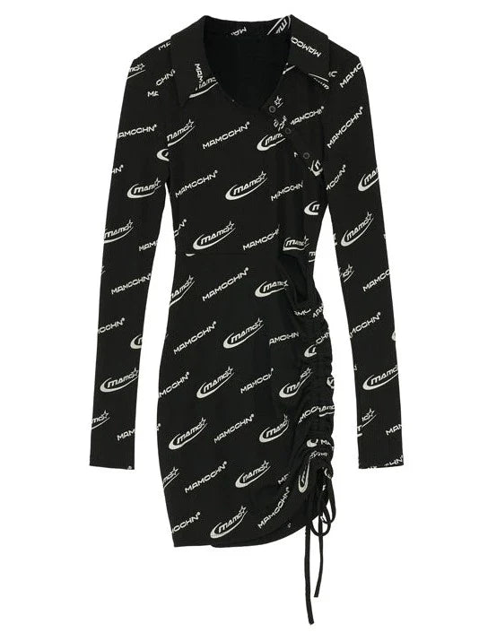 Robe à logo froncé imprimé