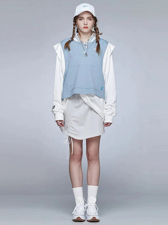 Gilet sportif en tricot bleu-blanc