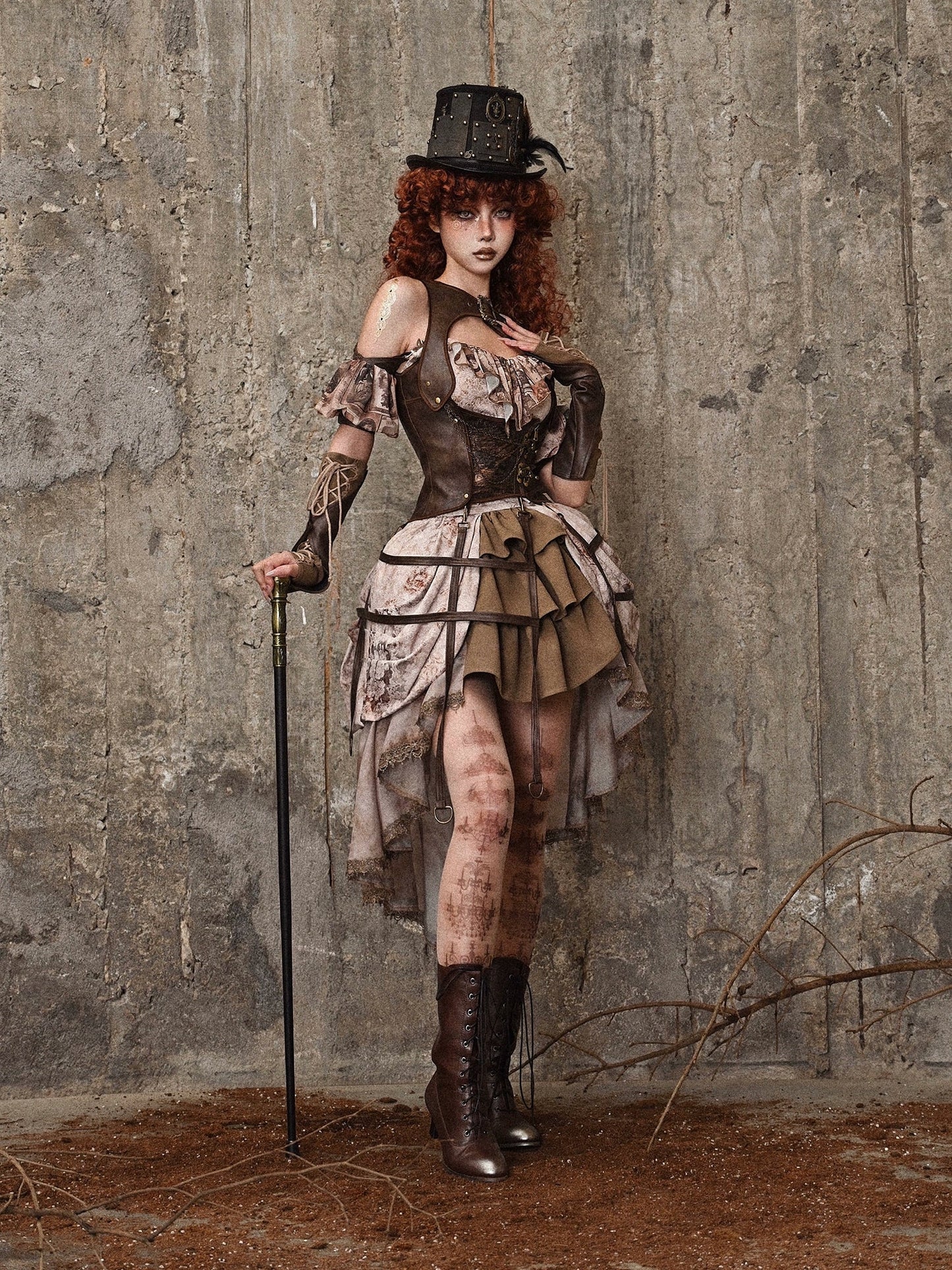 Gilet d'oiseau rétro en cuir style steampunk