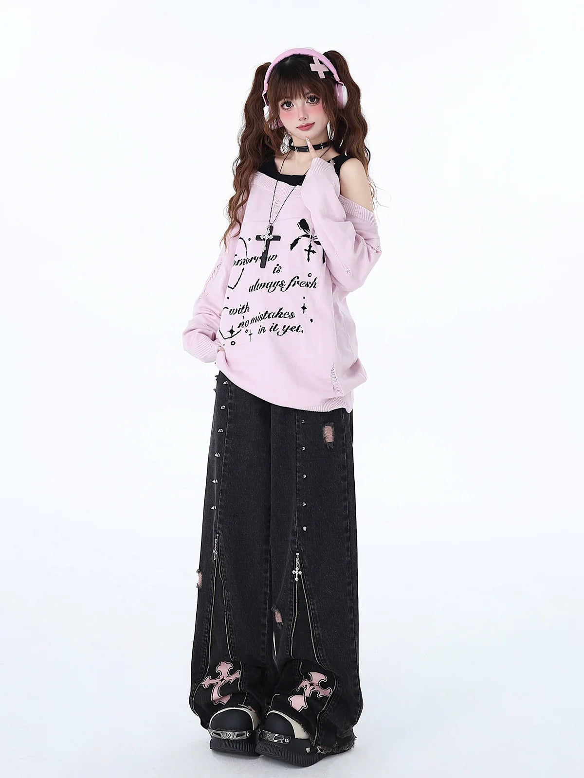 Waist Subculture Bet High Straight Jeans Zipper