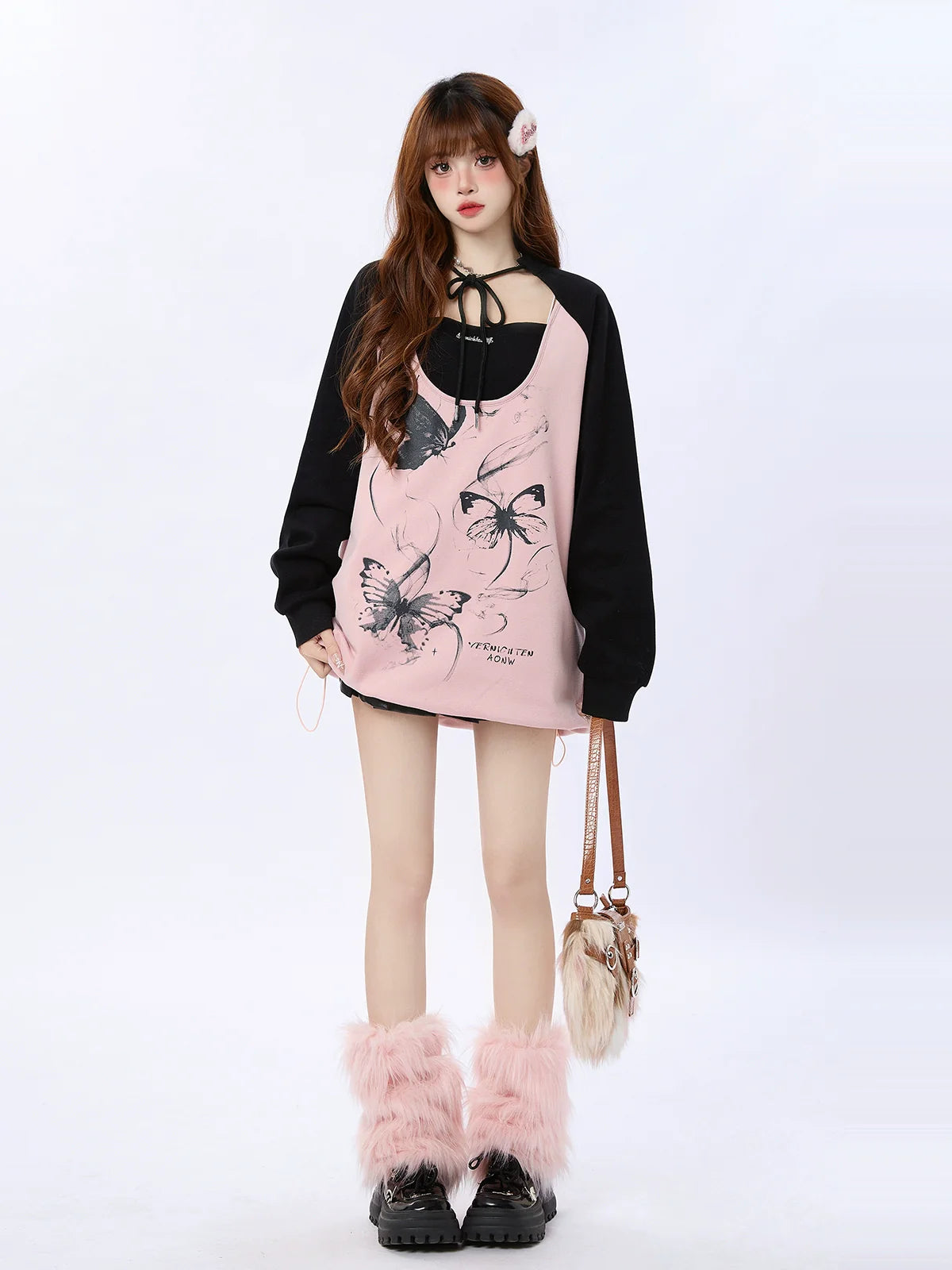 Butterfly Over Print Tops Loose