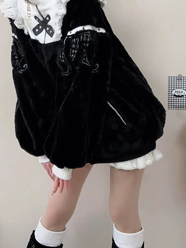 Manteau de mine en fourrure haute avec fermeture éclair au cou