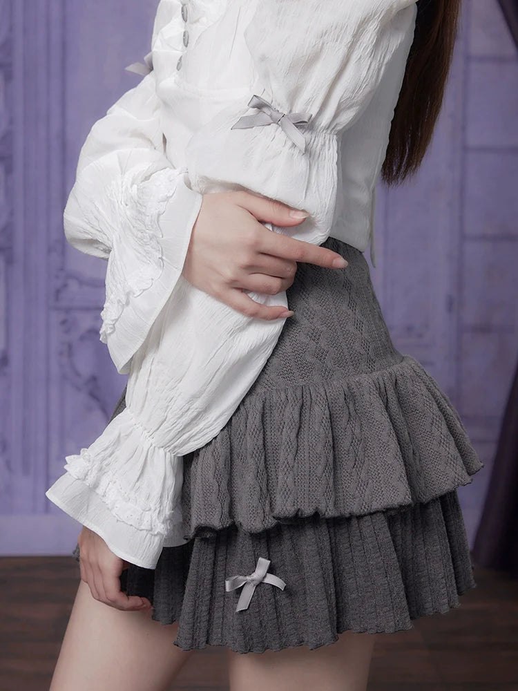 French Girl-Fighting Square Pure Blouse White