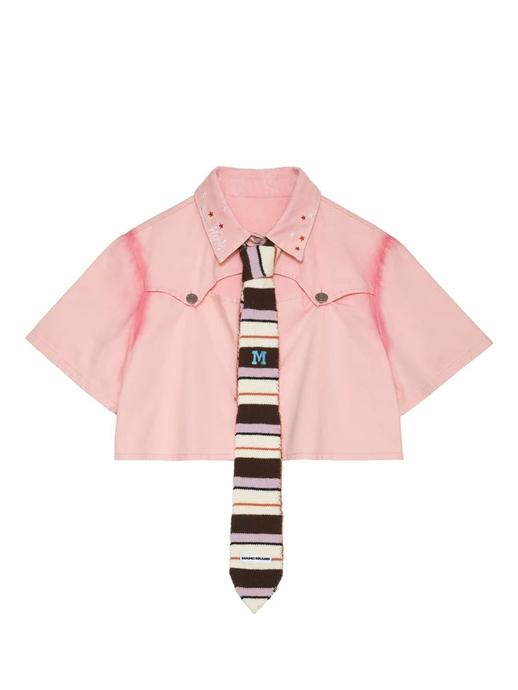 Waschen Sie amerikanisches Hemd Retro Denim