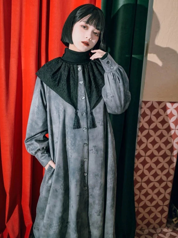 Veste Chine Rétro Chemise Daim Longue Volante