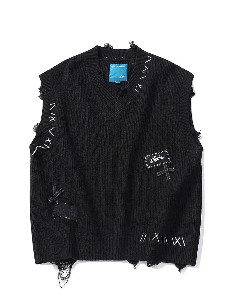 Gilet foncé mode col en V ample