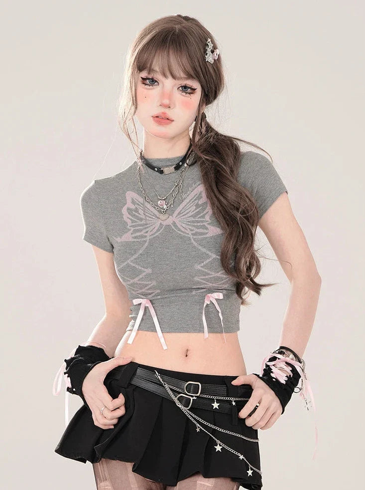 T-shirt design court slim ruban