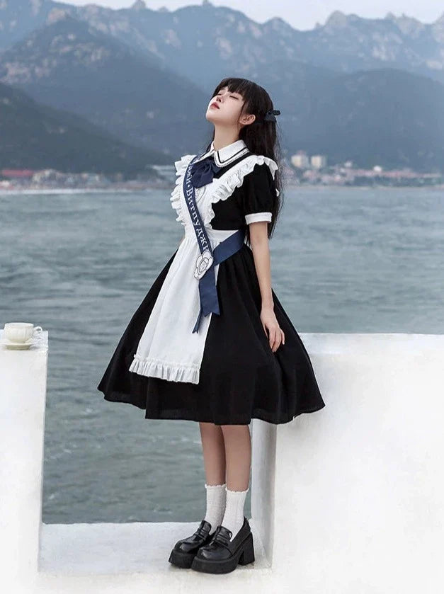 Dress College Lolita Frilled + French Apron