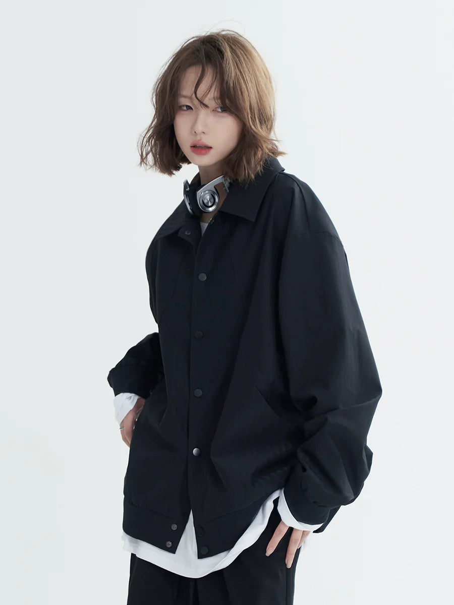 Solid Collar Lapel Casual Shirt