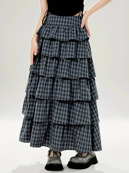 Check Tutu Cake Black Purple Skirt