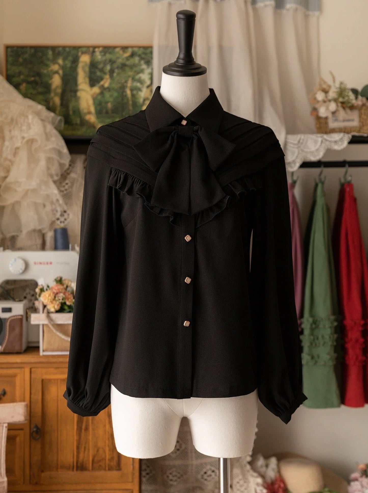 Retro Elegante Bluse Klassisches Band