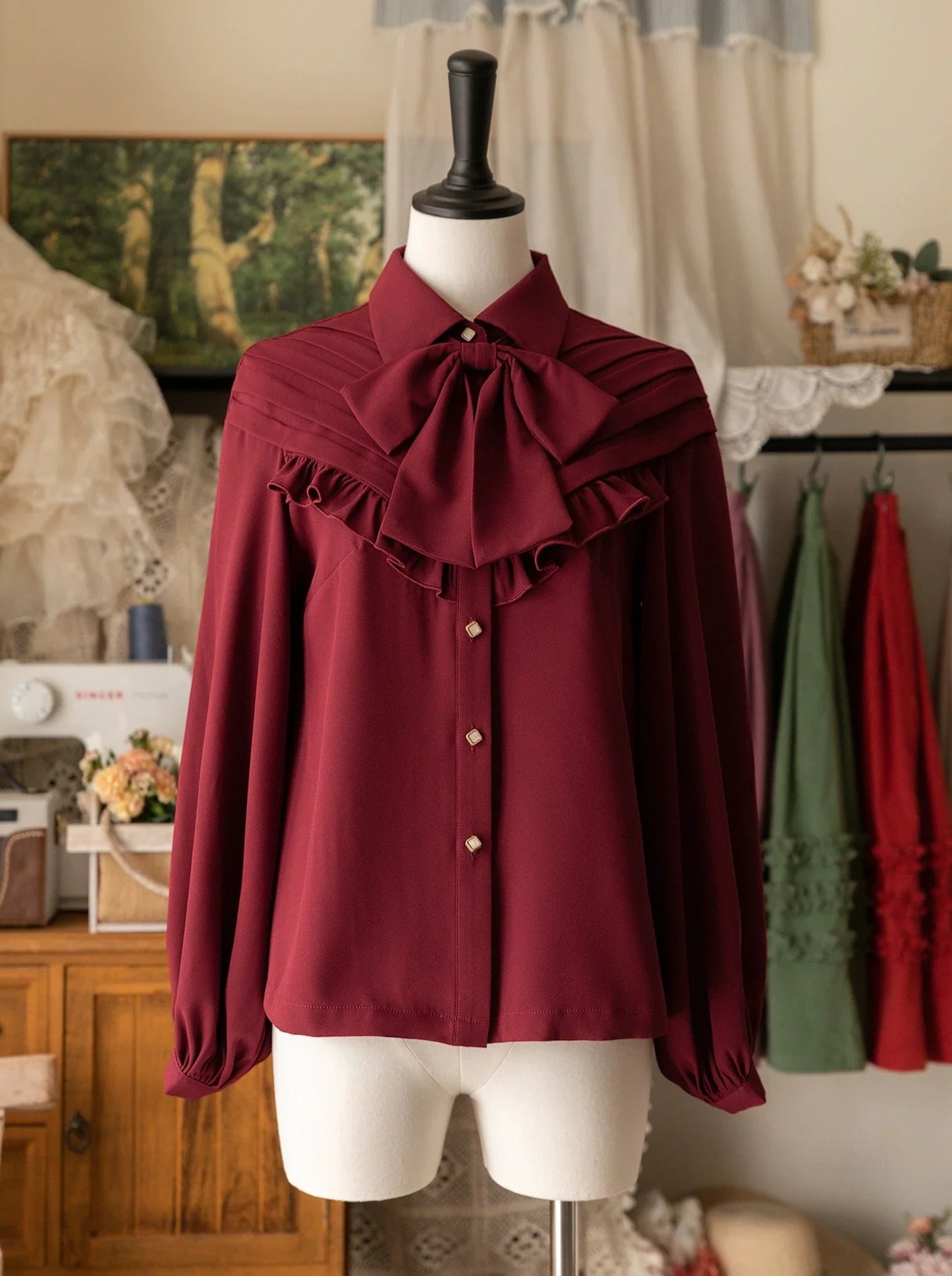 Retro Elegante Bluse Klassisches Band