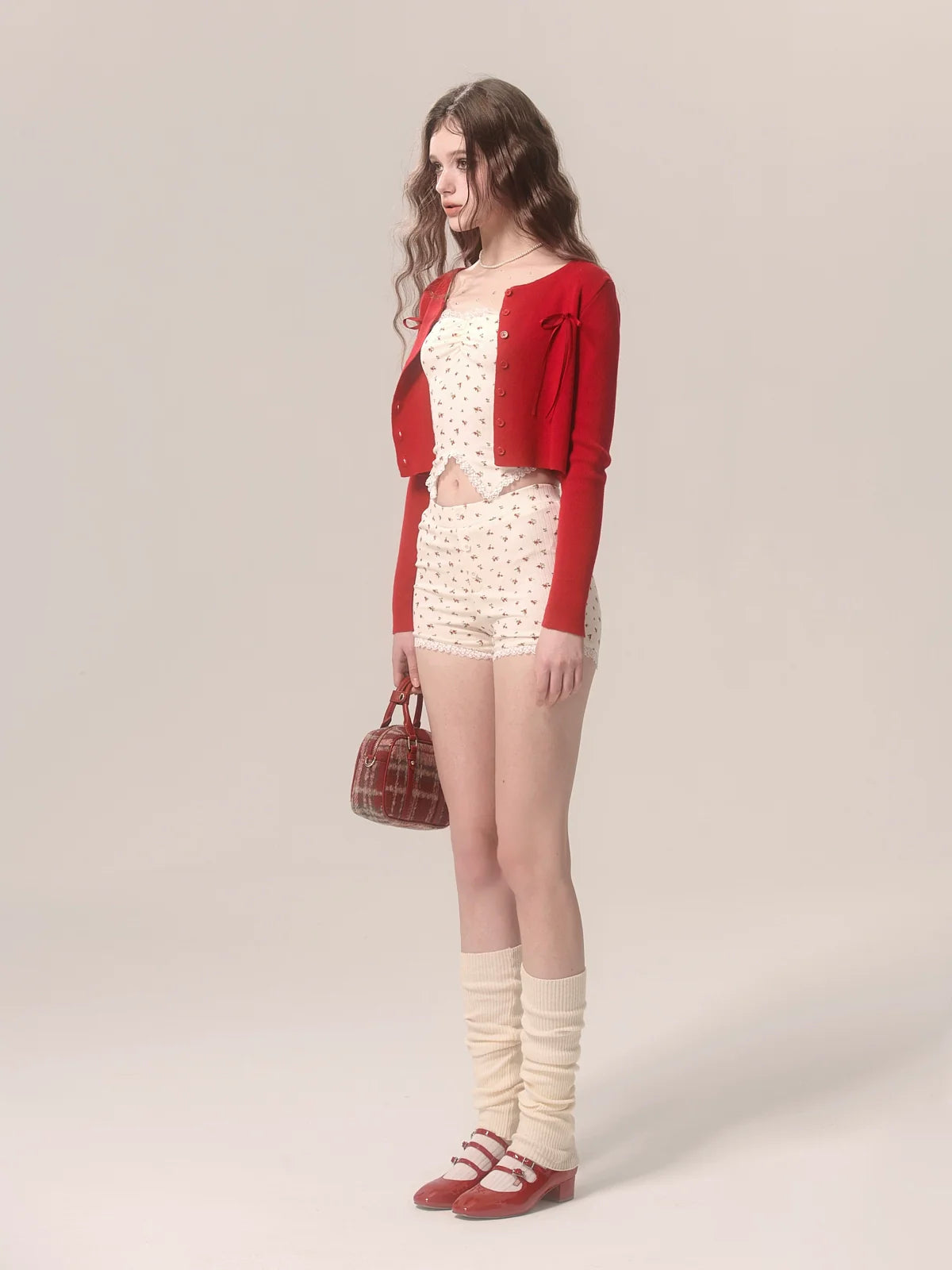 Cake Lace Suspender Top Strawberry Check Neck Halter