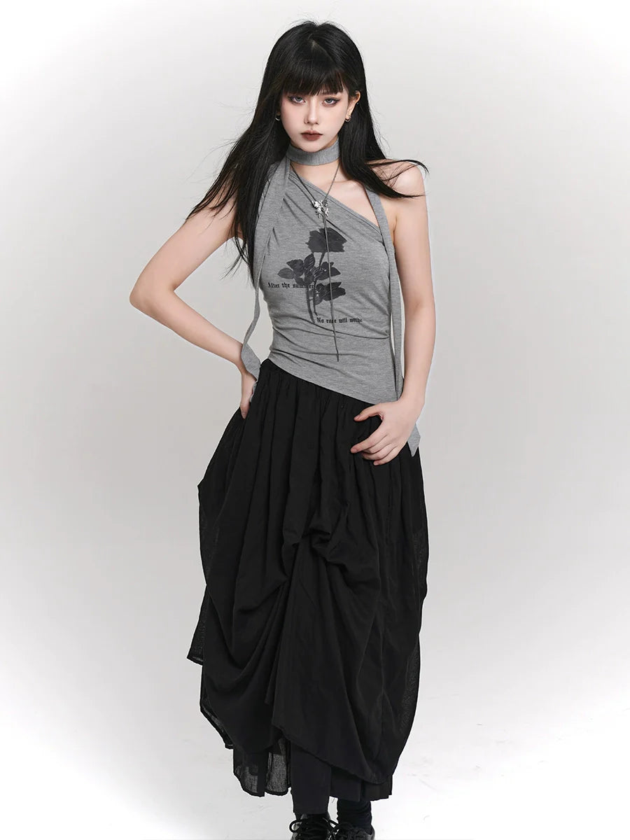 Dark Flower Neck Design Top