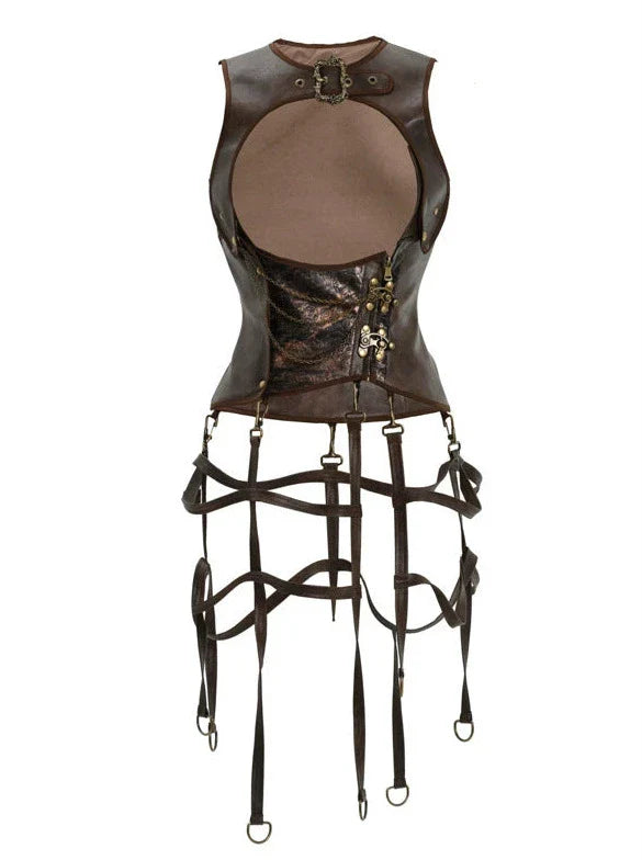 Gilet d'oiseau rétro en cuir style steampunk