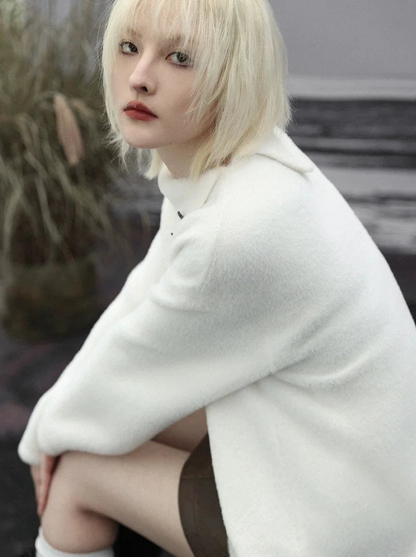 Haut papillon en vison pur blanc