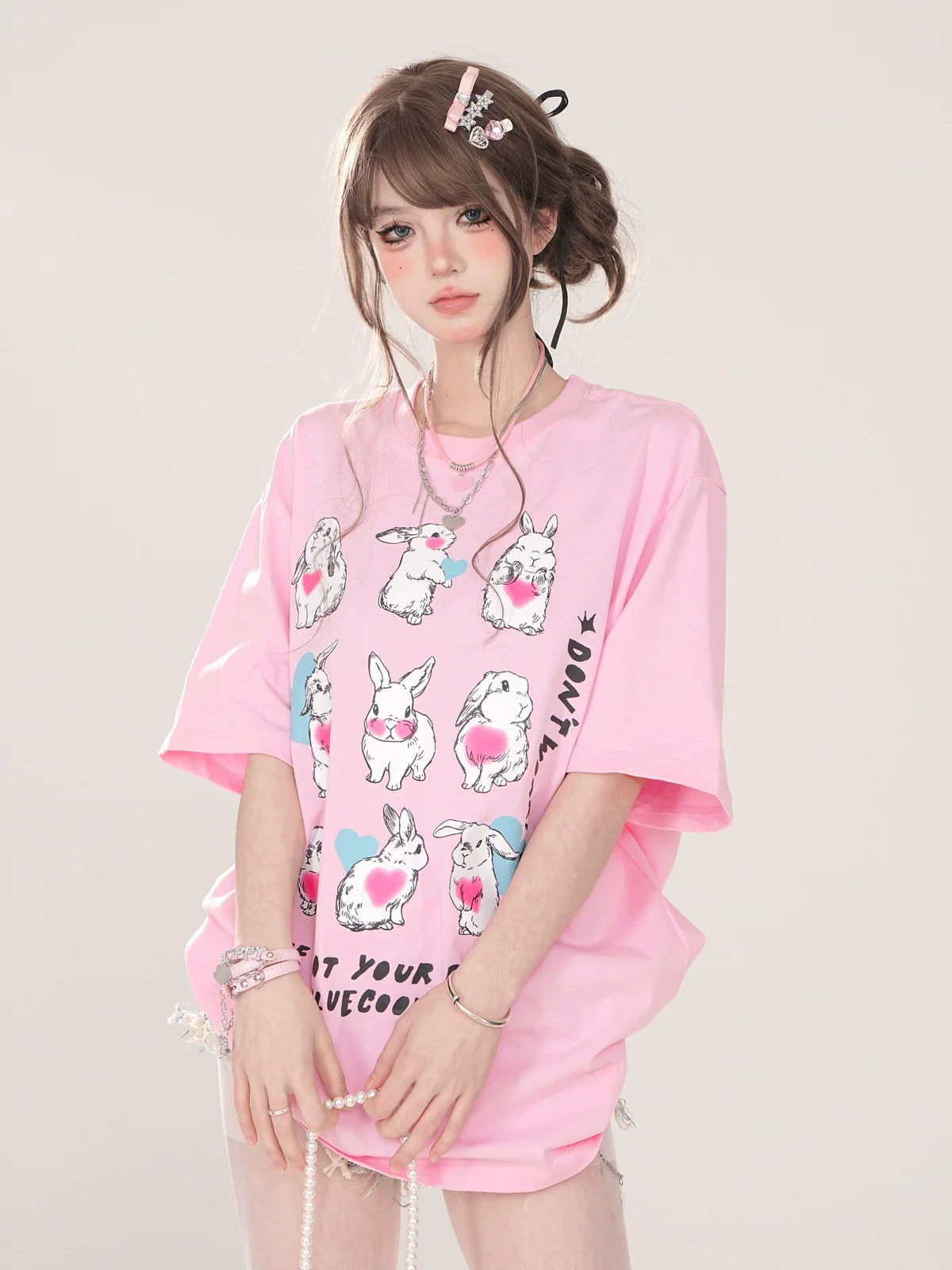 Design Illustration T-Shirt Niedlich Künstlerische Lose Kaninchen