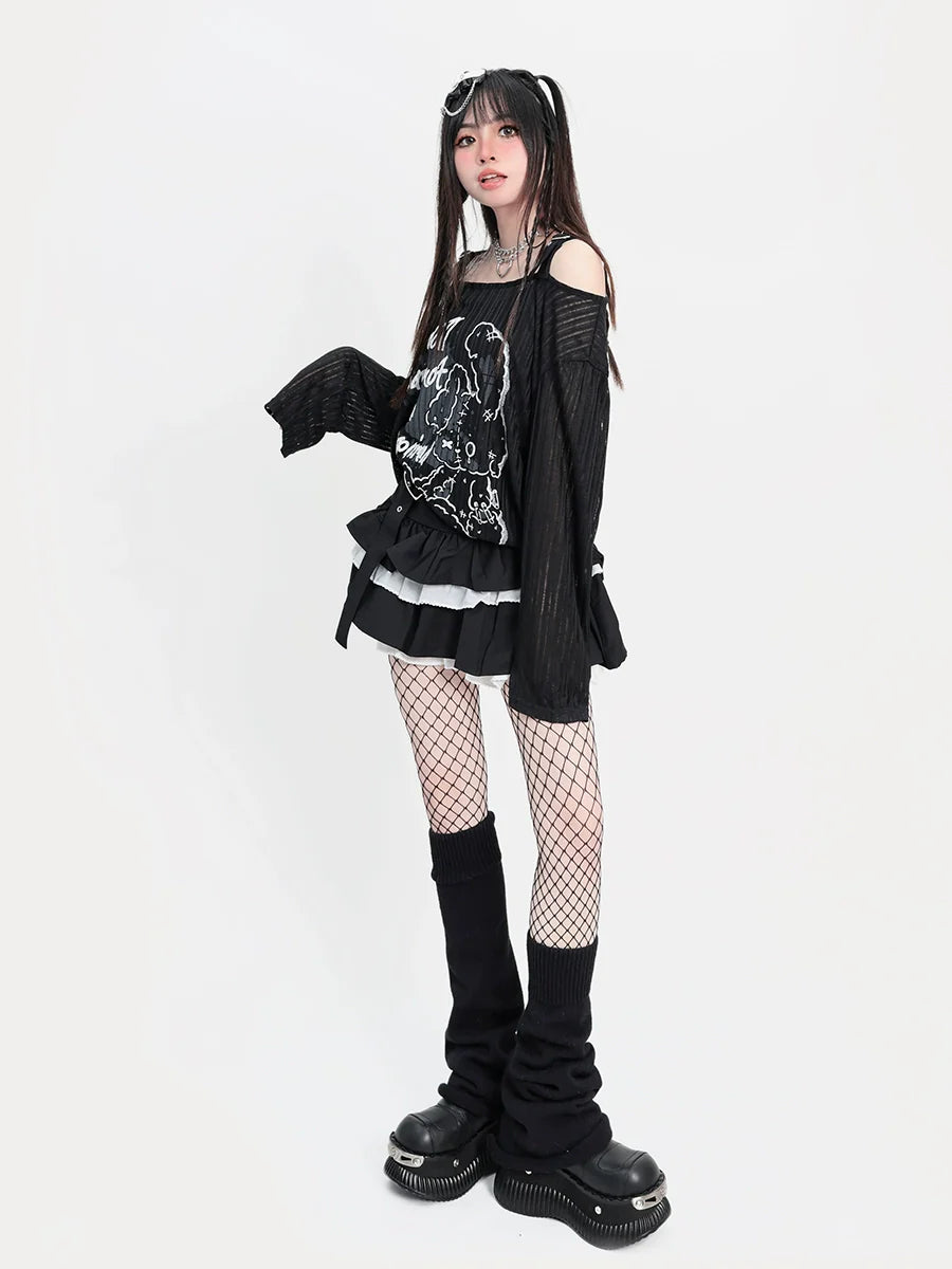 Print Off-the-shoulder Top Rabbit