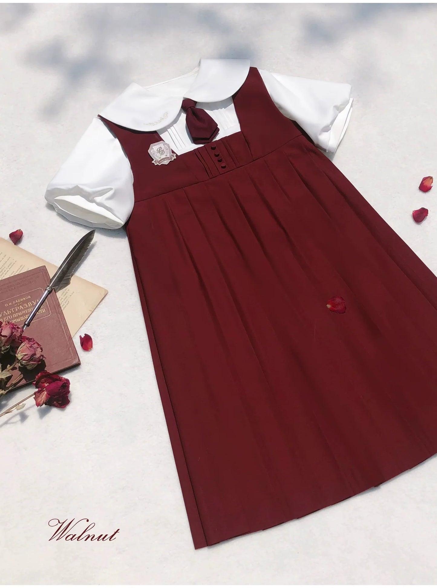 Badge Red Dress Emblem Suspender Tie Burgundy