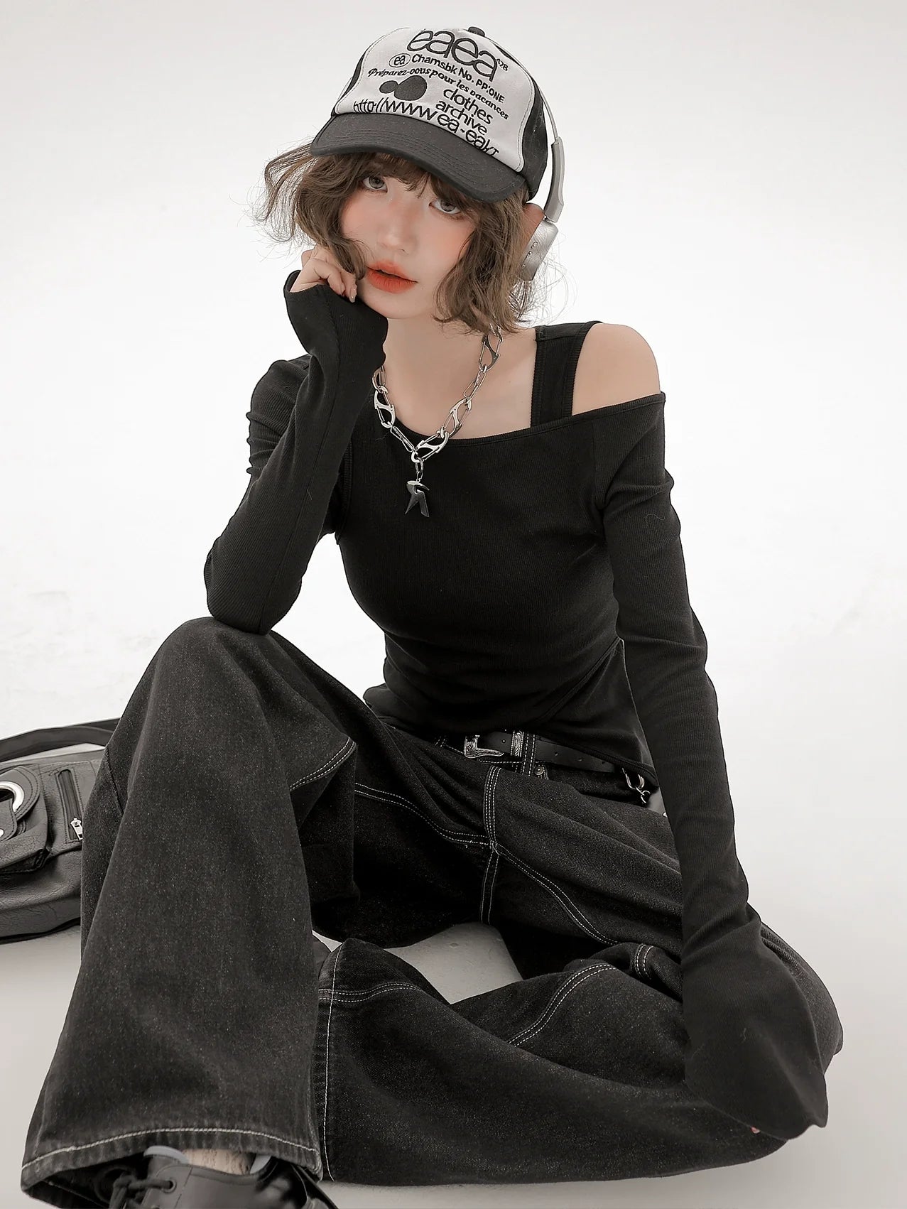 Ensemble de pièces longues asymétriques à épaules dénudées, style américain T, un et deux