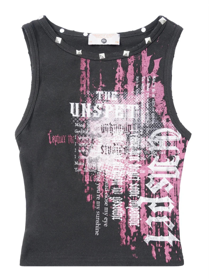 Amerikanisches Tank-Rock-Retro-Top mit Nieten