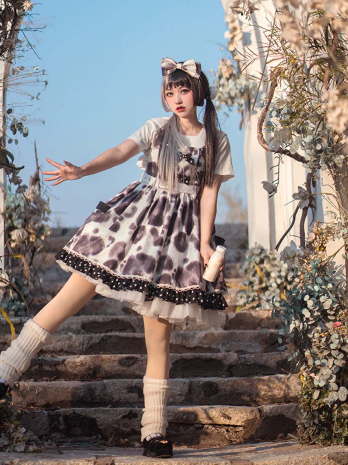 ヒョウ柄ワンピース ボリュームドット ロリータ