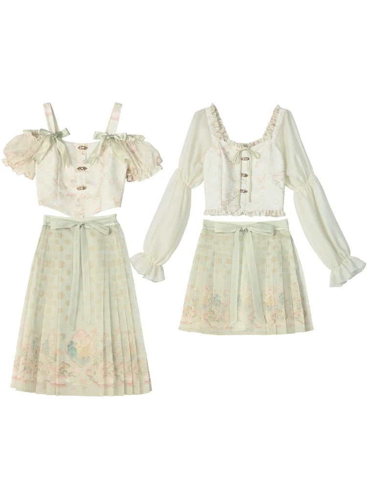 Chiffon Light China Green Floral Set-up