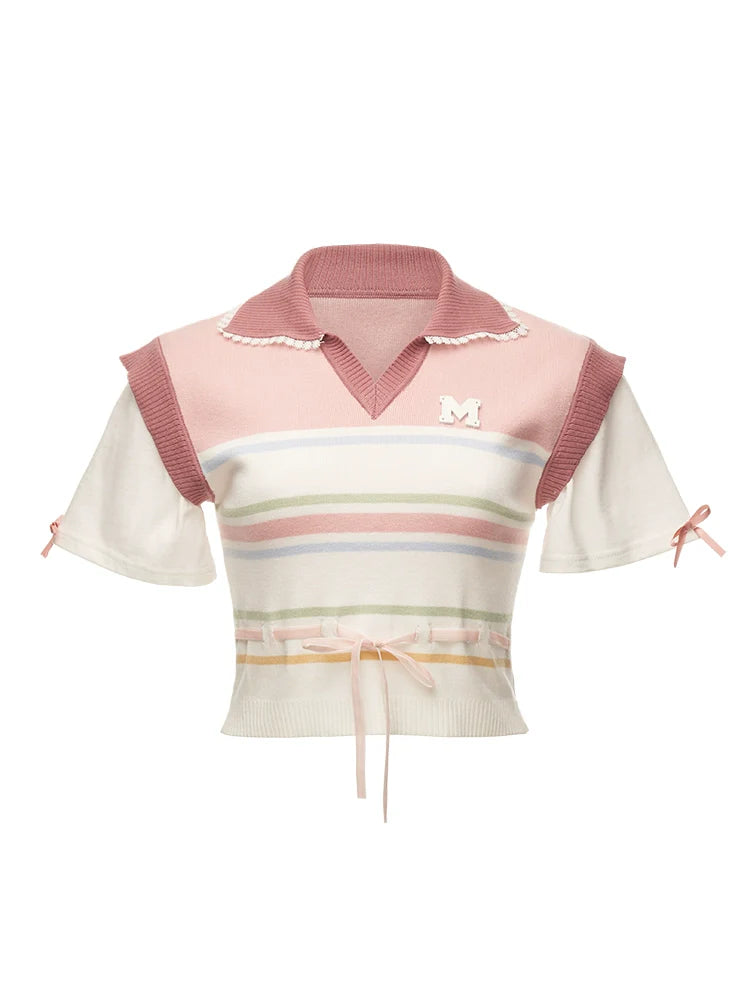 Polos d'été courts à rayures