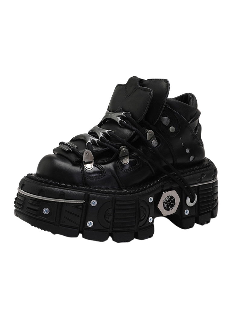 Kette Punk Metal Plateau Schlichte dunkle Schuhe High-Top
