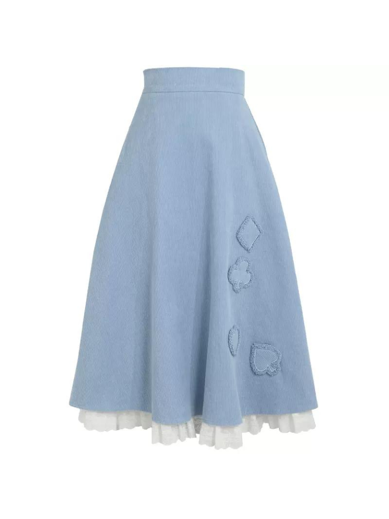 Gilet bleu forêt jupe papillon à volants chemise bleu Chine