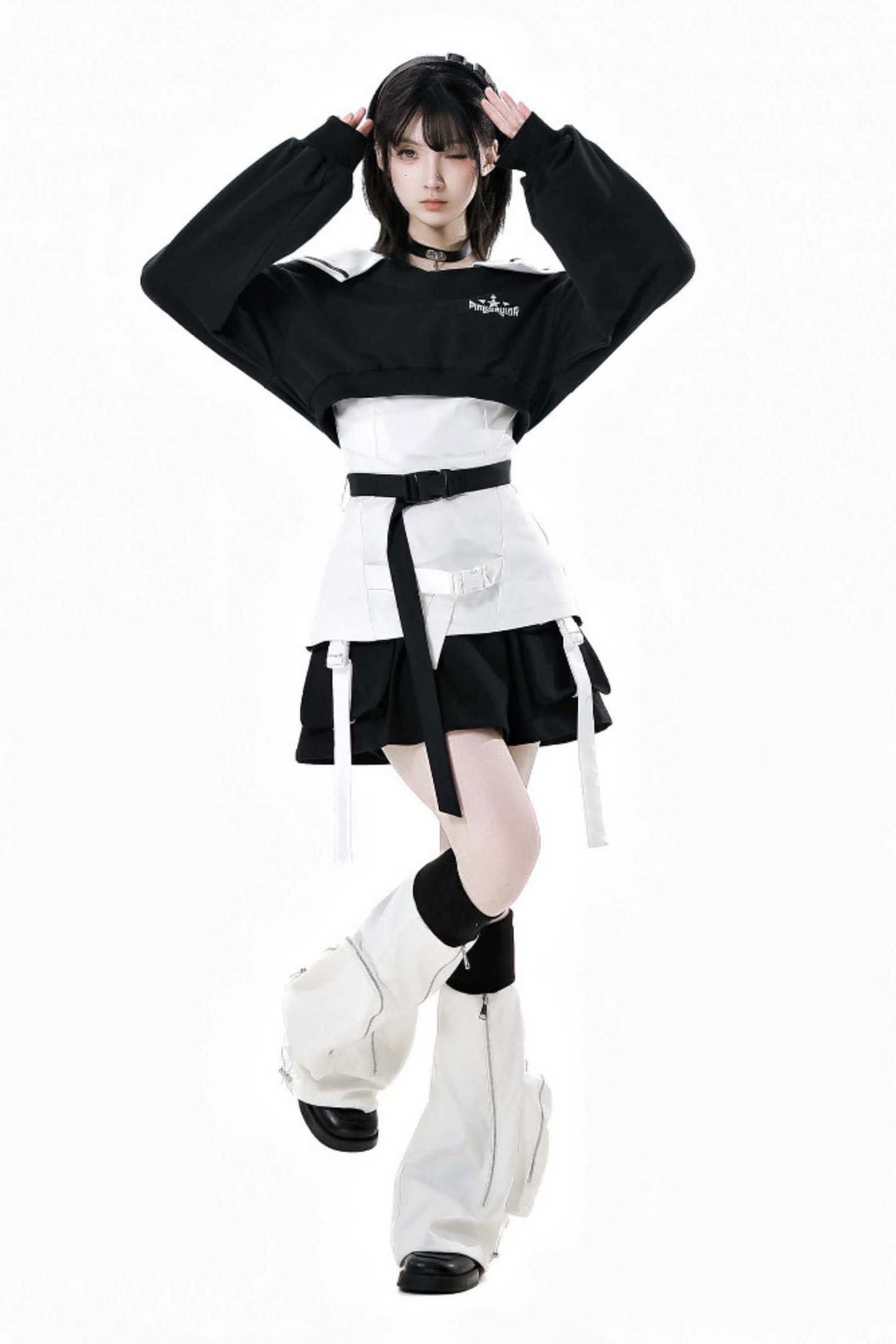 + camisole leg skirt Mode warmers cyber top
