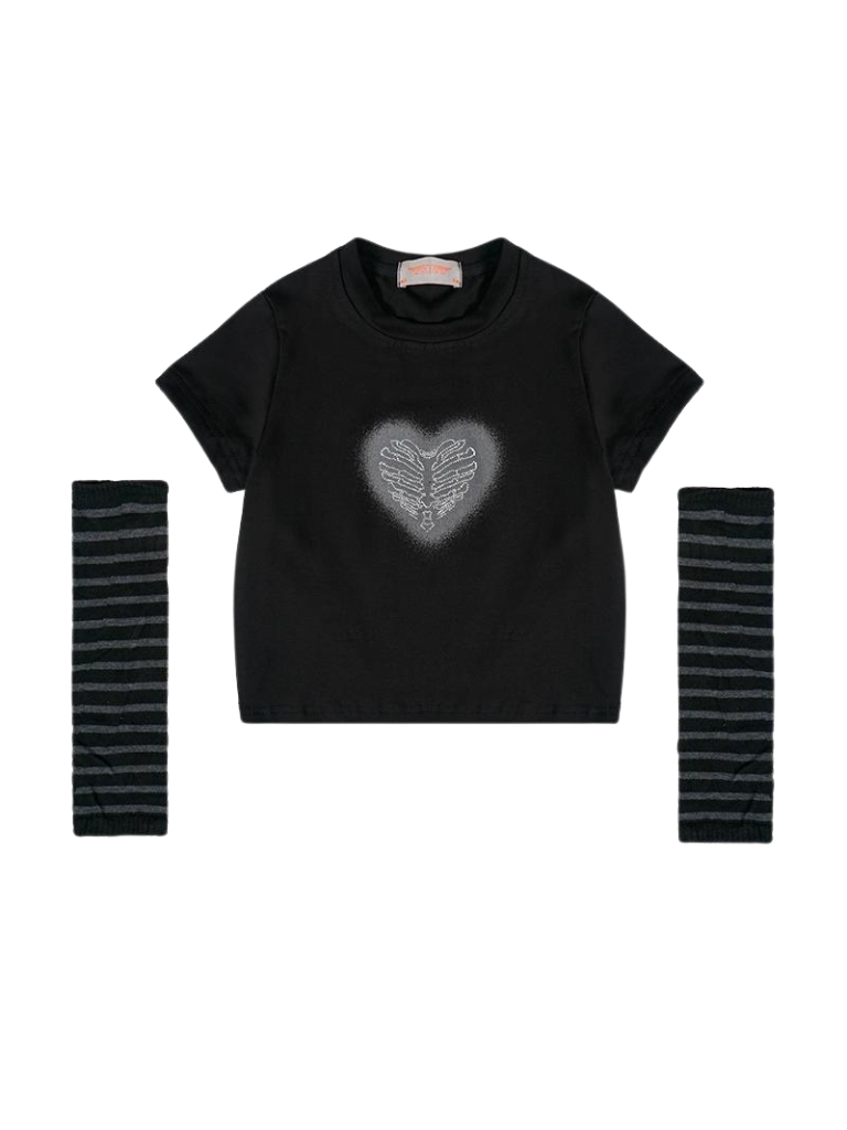 T-Shirt Sleeve American + Short Print Love
