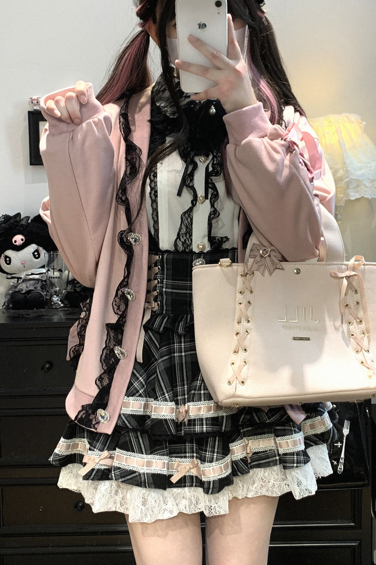 Cardigan Lace Ribbon Bow Loose