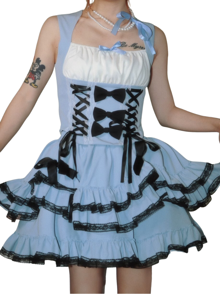 Rock Subculture Lace Up Cake Top Strap Princess Set + Weste