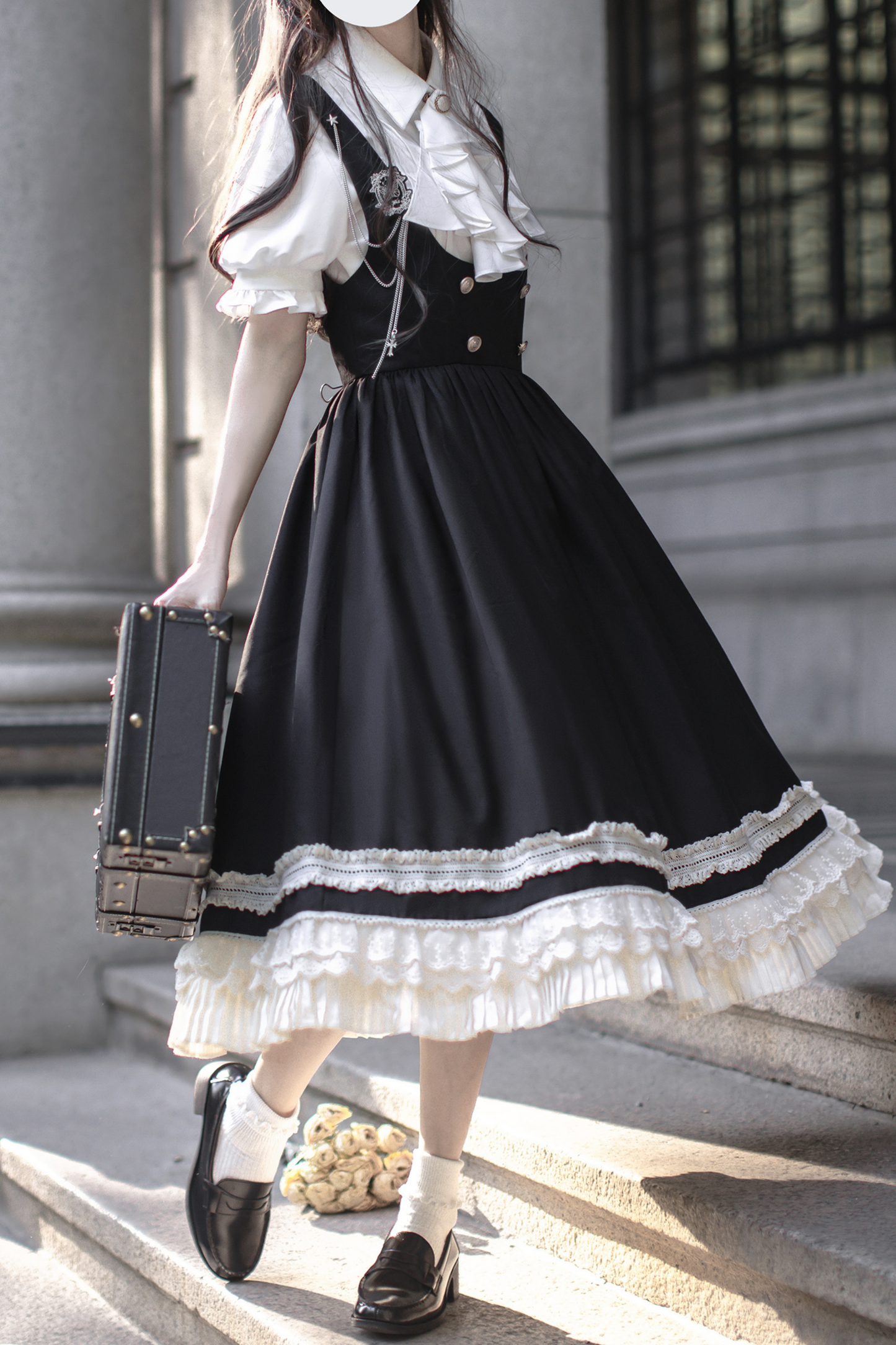 Vest British Item Light Reserved Retro College Skirt Shirt Ribbon + Low Style Brooch Tie