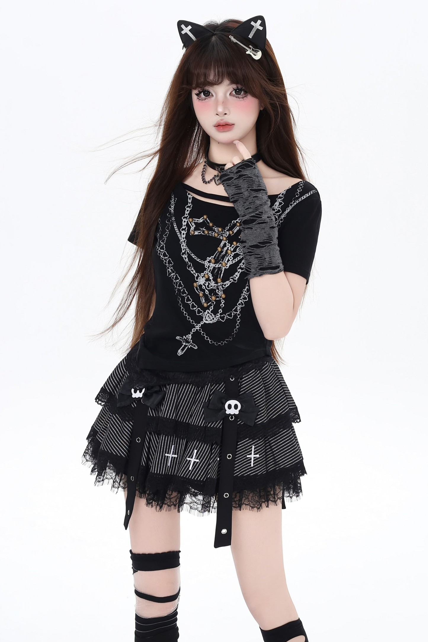 Tops Dark Crop Chic Hollow