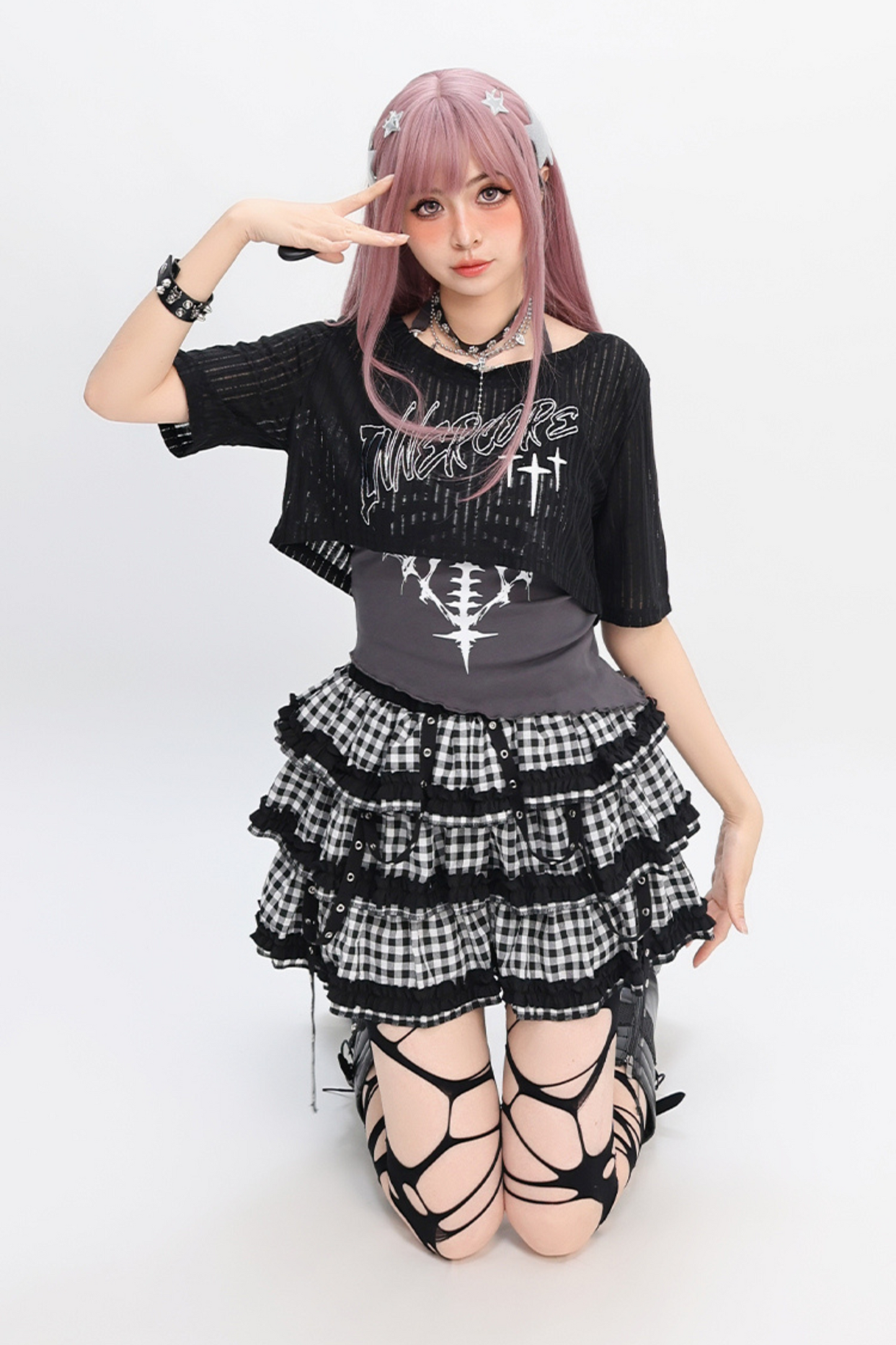 Asian vest Y2K and smock skirt Light