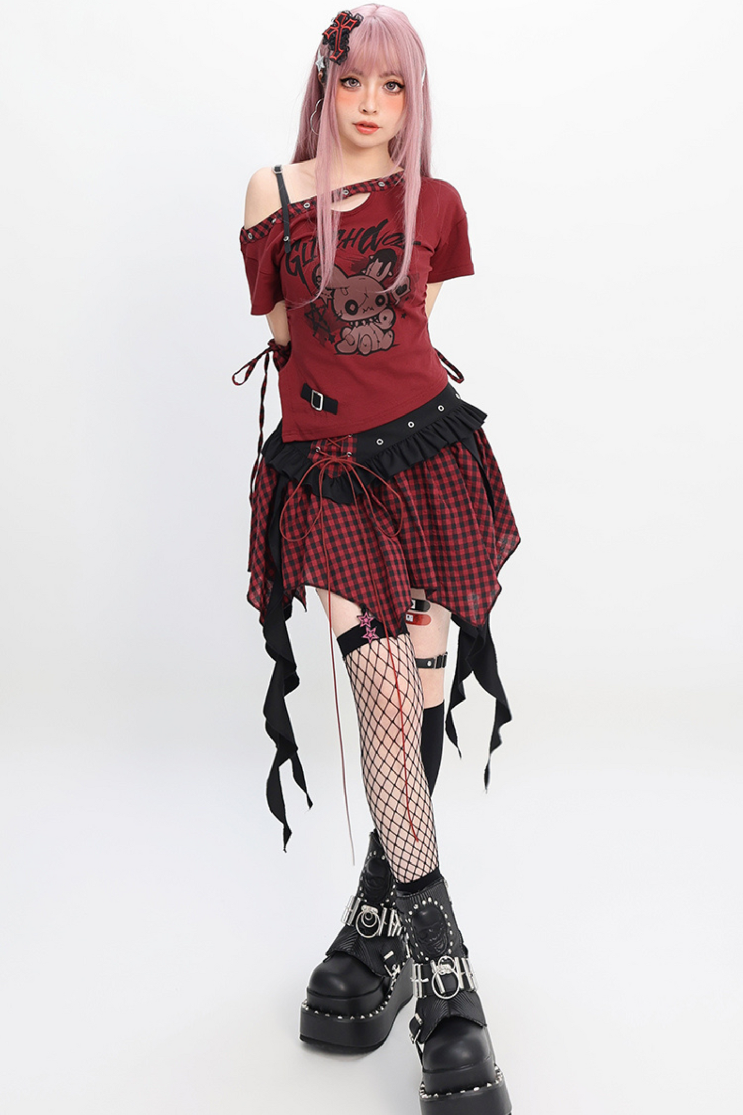 slim-fit T-shirt + skirt Irregular Fortidor