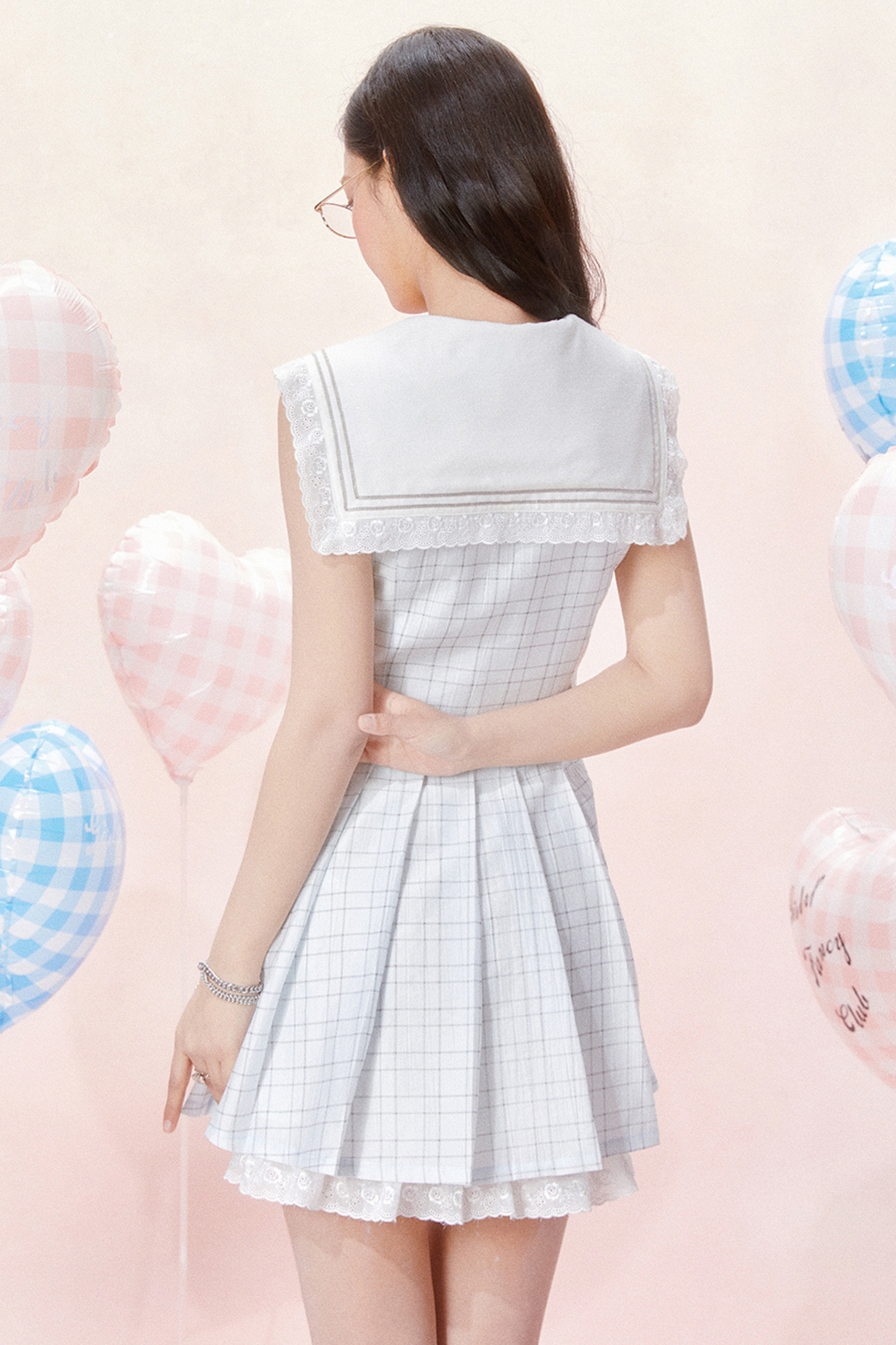 Nautical Dress Sleeveless Chic Check