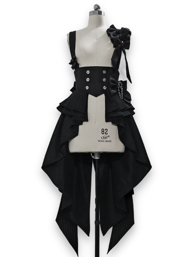 Straps Jacquard Bunny with Corset Black Train Bowknot Theater