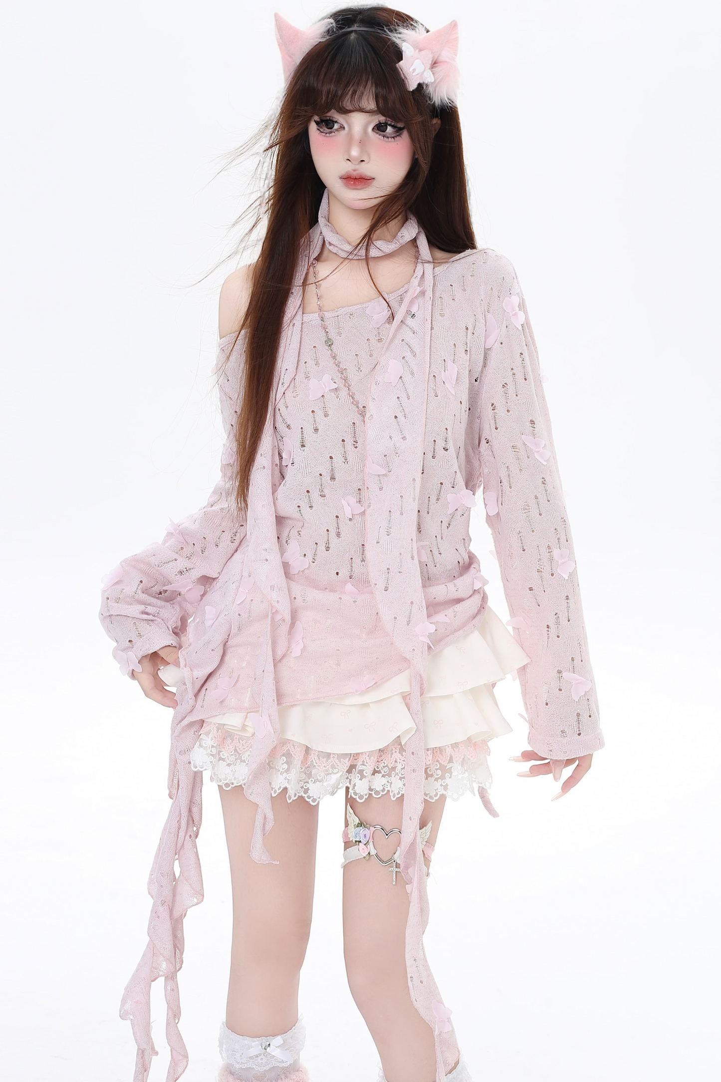 Romantic mesh girly top