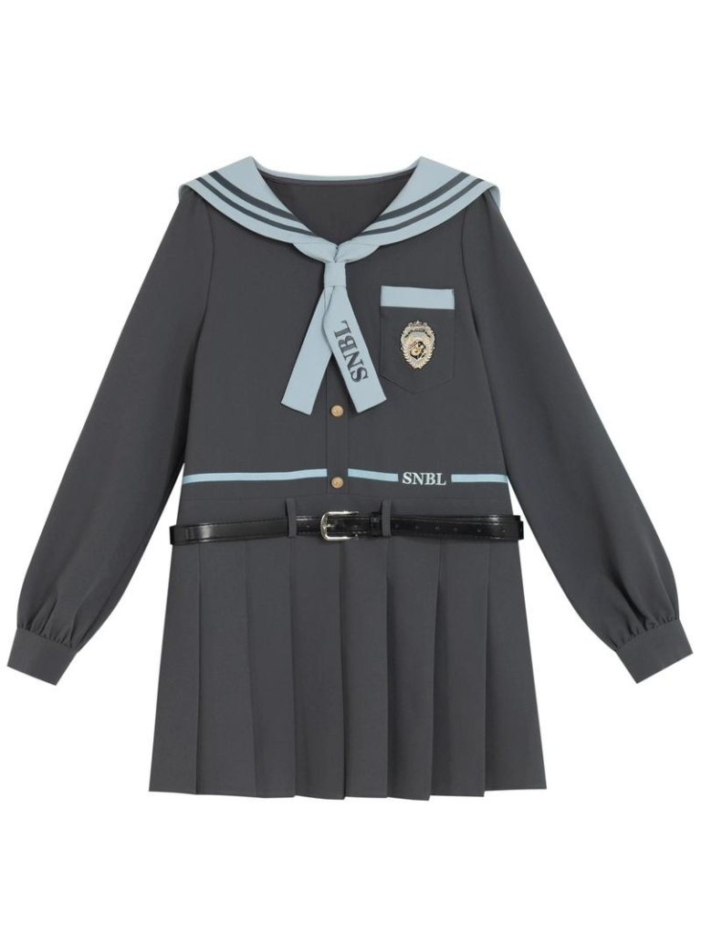 Collar Gray Top Dress Sailor + College Knit Sailor Style