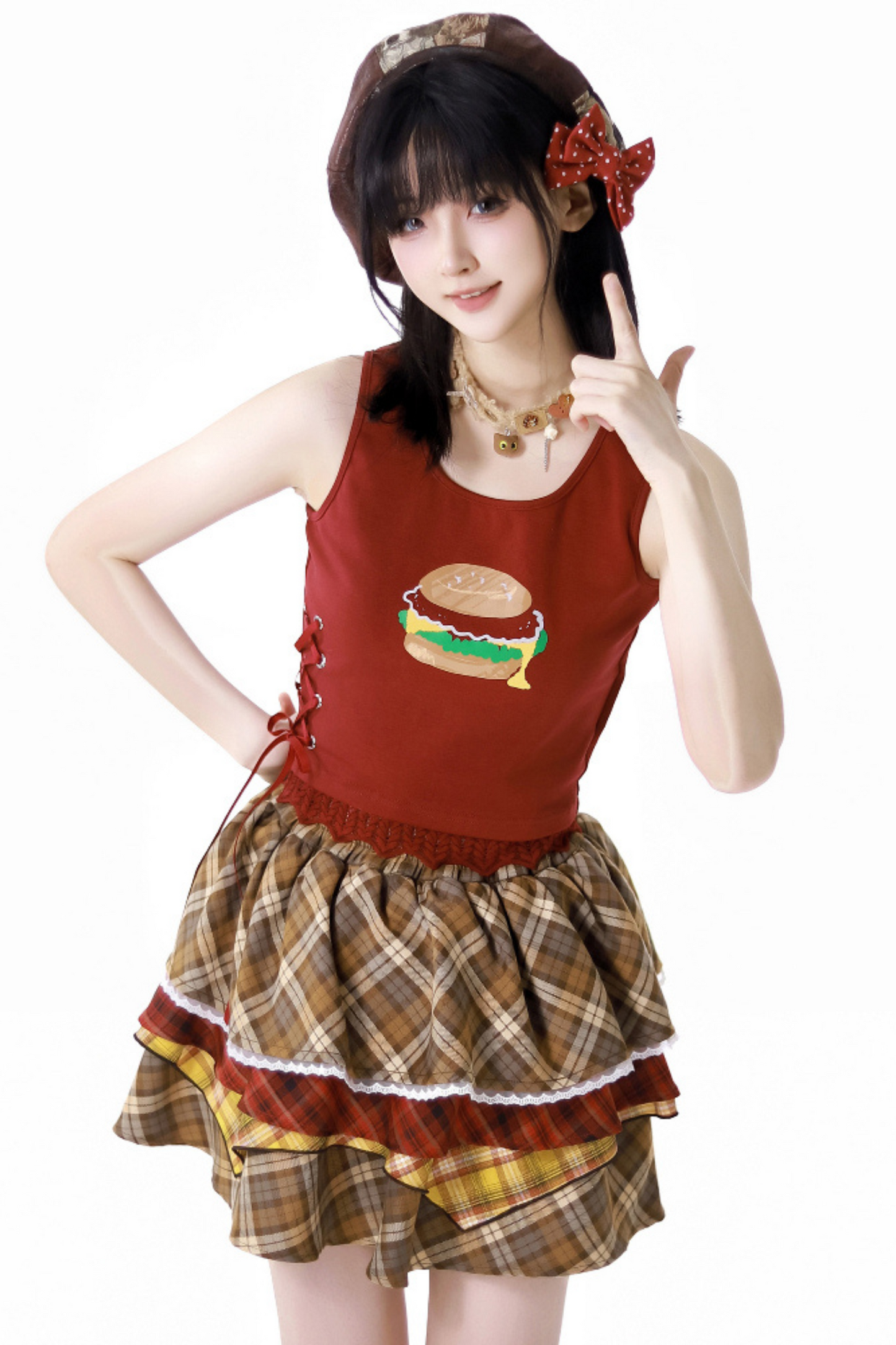 top cake Overshirt sleeveless skirt +